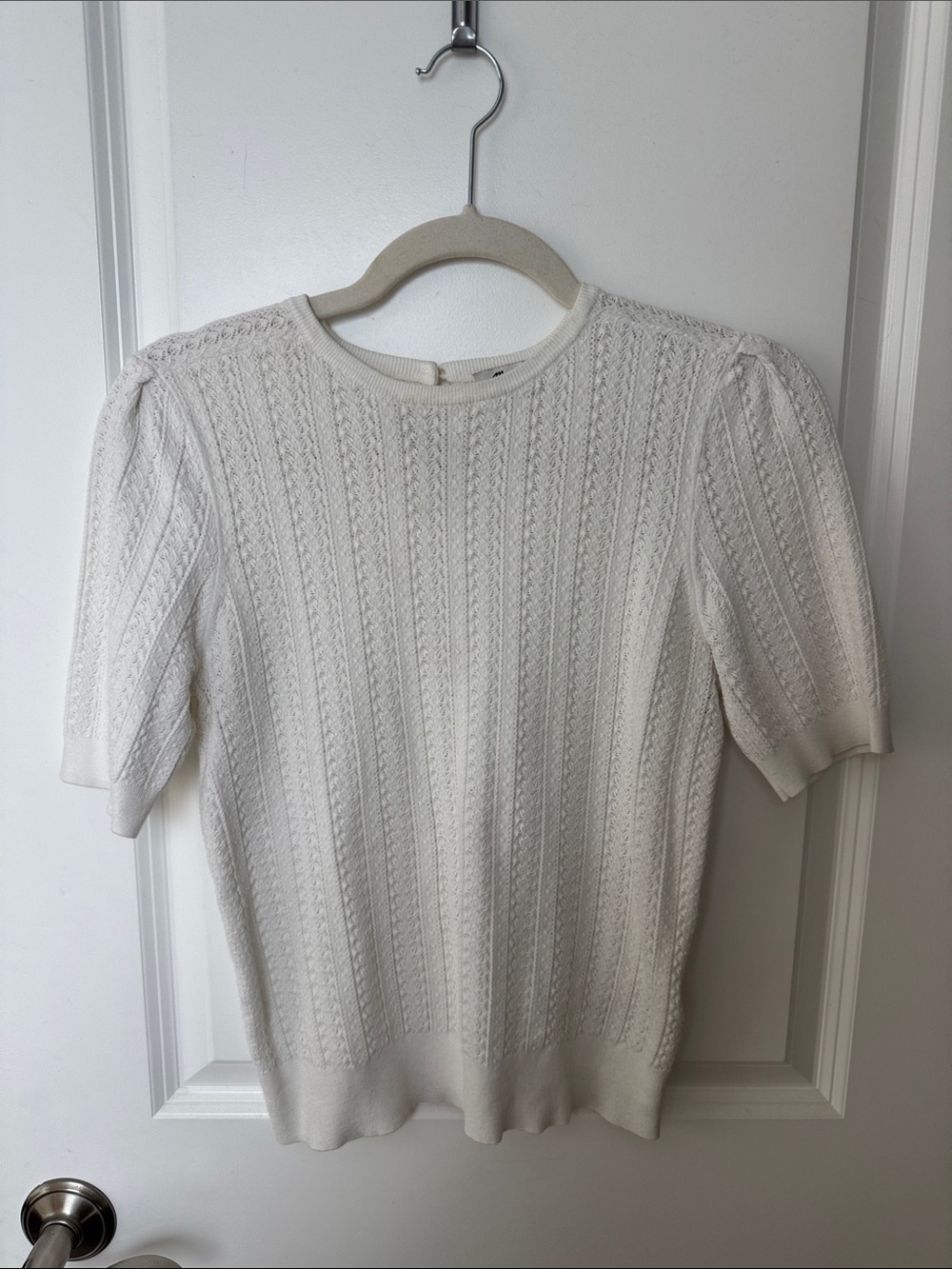 Madewell Cream Textured Short-Sleeve Knit Top